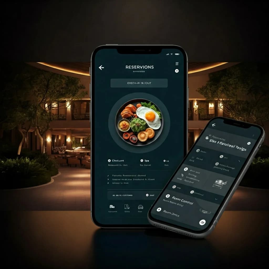 Aplicativo mobile de hospitalidade integrado a serviços e operação.